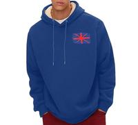 Uwdiohq Chaquetones Hombre Invierno Men's Spring and Autumn Winter Sweatshirt Plus Velvet Thickened 2D Printing Personalized Retro National Flag Casual Fashion Sudaderas Coche (Navy, L)