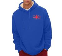 Uwdiohq Chaquetones Hombre Invierno Men's Spring and Autumn Winter Sweatshirt Plus Velvet Thickened 2D Printing Personalized Retro National Flag Casual Fashion Sudaderas Coche (Blue, XXL) Sin