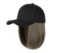 Uwdiohq de béisbol con extensiones cabello Recto Bob Peinado Ajustable Peluca extraíble Sombrero para mujer Chica Ash Blonde Mix Bleach Plana Lana Hombre gorras hombre De Copa Para Gorras