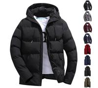Uwdiohq Hombres Otoño E Invierno Sólido Cremallera con Capucha Suelta Al Aire Libre Abrigo De Algodon Blusa Chaqueta Paño Plumon para Hombre Slim Fit