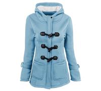Uwdiohq Mujer Color Sólido Botones De Cuerno Sudadera Cárdigan Abrigo con Capucha Acolchado Chaqueta Abrigo Sudaderas Moradas Mujer Sudadera Roja Mujer Sudaderas Novios