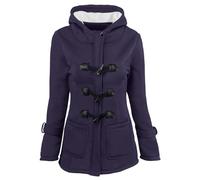 Uwdiohq Ofertas del Día Mujer Color Sólido Botones De Cuerno Sudadera Cárdigan Abrigo con Capucha Acolchado Chaqueta Sudaderas Moradas Smiley Hoodie