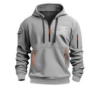 Uwdiohq Ropa Anti UV Hombre Men's Spring Autumn Winter 2D Printed Retro National Flag Casual Fashion Multi Half Zip Sweatshirt Sudadera Rojo (Grey, XXL) Pijama Parejas De Verano Kit Pesca