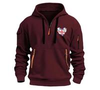Uwdiohq Ropa Anti UV Hombre Men's Spring Autumn Winter Sweatshirt 2D Printed Retro National Flag Casual Fashion Multi Half Zipper Sudaderas Baratas De Marca (Wine, XXXL) Camisetas Sin Manga