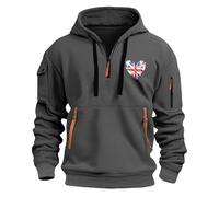 Uwdiohq Ropa Anti UV Hombre Men's Spring Autumn Winter Sweatshirt 2D Printed Retro National Flag Casual Fashion Multi Half Zipper Sudaderas Baratas De Marca (Dark Gray, XL) Cortavientos Running