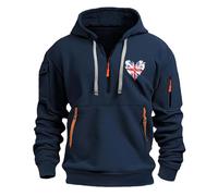 Uwdiohq Ropa Anti UV Hombre Men's Spring Autumn Winter Sweatshirt 2D Printed Retro National Flag Casual Fashion Multi Half Zipper Sudaderas Baratas De Marca (Navy, XXXL) Hombres Cremallera Calor