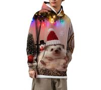 Uwdiohq Ropa Anti UV Hombre Sudadera con Capucha Y Manga Larga Estampado Navideño 3D Informal Holgada para De Baratas (Bw1, L) Camiseta Ciclismo Deporte Verano Chaqueta Entretiempo Entrenamiento