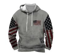Uwdiohq Ropa De Verano Hombre American Flag Sweatshirts For Men USA Graphic Hoodies Western Pullover Shirts Tops Sudadera Feminista (Grey, XXL) Muscle Fit Moda Men's Clothing Mangas Proteccion