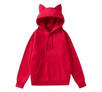 Uwdiohq Ropa De Verano Hombre American Sweatshirt Men's Winter Plus Velvet Thickened Warm Cold Proof Heavy Sudadera Deporte (Red, L) Chaqueta Camiseta Ciclismo Oversized Gym Top Deportivo