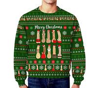 Uwdiohq Ropa De Verano Hombre Hombres Otoño Invierno Navidad Dirty Secret Casual Suelto Cuello Sin Capucha Suéter Sudadera Original (Green, XXL) Chaqueta Cortavientos Kit Pesca Camiseta Mangas