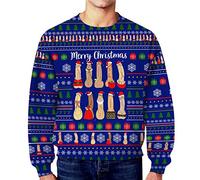 Uwdiohq Ropa De Verano Hombre Hombres Otoño Invierno Navidad Dirty Secret Casual Suelto Cuello Sin Capucha Suéter Sudadera Original (Blue, XXXL) Camisa Proteccion UV Gimnasio Moto Parka