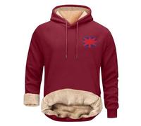 Uwdiohq Ropa De Verano Hombre Men's Spring and Autumn Winter Sweatshirt Plus Velvet Thickened 2D Printing Personalized Retro National Flag Casual Fashion Chompa (Wine, XXXXXL) Cortavientos Moda