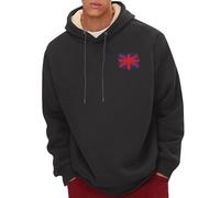 Uwdiohq Ropa De Verano Hombre Men's Spring and Autumn Winter Sweatshirt Plus Velvet Thickened 2D Printing Personalized Retro National Flag Casual Fashion Chompa (Black, XXXXXL) Anti Calor Gym