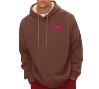 Uwdiohq Ropa De Verano Hombre Men's Spring and Autumn Winter Sweatshirt Plus Velvet Thickened 2D Printing Personalized Retro National Flag Casual Fashion Chompa (Coffee, XL) Top Deportivo