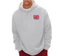 Uwdiohq Ropa De Verano Hombre Men's Spring and Autumn Winter Sweatshirt Plus Velvet Thickened 2D Printing Personalized Retro National Flag Casual Fashion Chompa (Grey, XXXL) Cortavientos Running