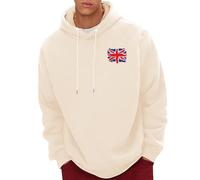 Uwdiohq Ropa De Verano Hombre Men's Spring and Autumn Winter Sweatshirt Plus Velvet Thickened 2D Printing Personalized Retro National Flag Casual Fashion Chompa (Beige, XL) Deportiva Camisas