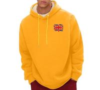 Uwdiohq Ropa De Verano Hombre Men's Spring and Autumn Winter Sweatshirt Plus Velvet Thickened 2D Printing Personalized Retro National Flag Casual Fashion Chompa (Yellow, XXL) Chaqueta Invierno