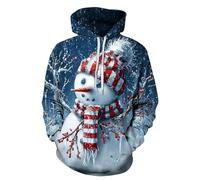 Uwdiohq Ropa De Verano Hombre Sudadera con Capucha Navideña para Estampado Muñeco Nieve, Cuello, Azul. Horda (Sky Blue, XXL) Moto Protecciones Kit Pesca Completo Top Deportivo Deportiva