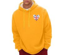 Uwdiohq Ropa Protección Solar Men's Spring and Autumn Winter Sweatshirt Plus Velvet Thickened 2D Printing Personalized Retro National Flag Casual Fashion Top Ventas (Yellow, XXL) Camisa