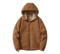 Uwdiohq Ropa Protección Solar Mens Sweatshirt Fleece Zipper Winter Warm Thick Long Sleeve Coat Casual Work Sport Real Hombre Sudadera (Brown, XXXL) Proteccion Camisa Manga Corta Moto