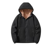 Uwdiohq Ropa Protección Solar Mens Sweatshirt Fleece Zipper Winter Warm Thick Long Sleeve Coat Casual Work Sport Real Hombre Sudadera (Black, XXXXL) Tallas Grandes Mujer Chaqueta Entretiempo