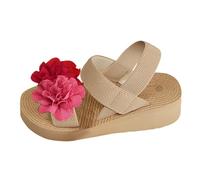 Uwdiohq Sandalias Mujer Cómodas Verano Nuevas Flores Planas Casuales Elásticas Para Exteriores Tacón Plata (Hot Pink, 42) Vestir Comodas Bio Zapatos Comodos Pie Ancho Doradas Alpargatas