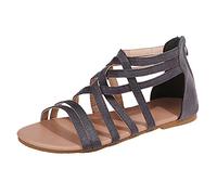 Uwdiohq Sandalias Mujer Cómodas Verano Zapatos Abiertos Planas Fashion Beach Bragable Zipper Dedo Del Pie Femeninas Paquetes Devueltos (Grey, 41) Barefoot Sandalia Fucsia Pies Anchos Cuña