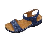 Uwdiohq Sandalias Mujer Confort Y Estilo Cuña Para Mujer, Verano 2026, Con Tiras Abiertas, Informales, Cómodas, Exteriores, Vacaciones En La Playa. Chancletas (Navy, 36) Sandalia Zapatos