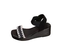 Uwdiohq Sandalias Mujer Confort Y Estilo Informales Con Hebilla De Cinturón Lateral Hueca Plana Para Mujer, Verano Chancletas Cuña (Black, 38) Vestir Comodas Caminar Sandalia Zapato Negro Cuero