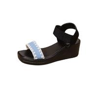 Uwdiohq Sandalias Mujer Estilo Elegante Informales Con Hebilla De Cinturón Lateral Hueca Y Plana Para Mujer, Verano Chancletas Cuña (Sky Blue, 40) Women Sandals Summer Vestir Comodas Sandalia