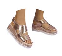 Uwdiohq Sandalias Mujer Para Paseo Diario Verano Mujer, Estilo Europeo Y Americano, Con Hebilla, Diseño Pez Hueca, Dama (Gold, 42) Sandalia Deportivas Confort Piel Naturalista Joya Calzado