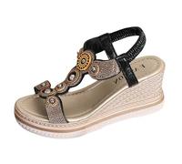 Uwdiohq Sandalias Mujer Trabajo Verano De Para Mujer, Elásticas, Sin Cordones, Estilo Europeo Y Americano, Gruesas E Informales. Chancletas (Black, 42) Barefoot Vestir Comodas Deportivas