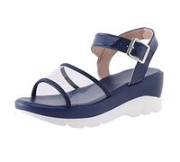 Uwdiohq Sandalias Mujer Uso Diario De Primavera Y Verano Para Mujer, Gruesa, Color Sólido, Parte Superior Transparente, Punta Abierta, Hebilla, Estilo Informal Ligero Cómodo Danza (Blue, 41)