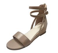 Uwdiohq Sandalias Mujer Uso Diario Heel Belt Fashion Abren Romanas Femenino Cangrejeras (Beige, 40) Deportivas Trekking Fascitis Plantar Cuñas Rojas Cuña Azules Zapato Planas Doradas