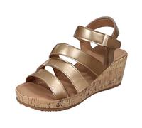 Uwdiohq Sandalias Mujer Uso Diario Verano Para Con Tacón Goma, Gruesa Y Correa Hebilla Tacones Dorados (Gold, 43) Ortopedicas Sandalia Naturalista Fiesta Ancho Especial Negras Planas