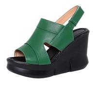 Uwdiohq Sandalias Mujer Verano Ligero Cómodas Y, Un Solo Dedo Del Pie, Con Punta Abierta, Retro, Ligeras, Para Vacaciones En La Playa, Casuales Tacón Cuña Grueso (Green, 35) Ortopedicas