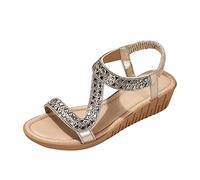 Uwdiohq Sandalias Planas Cómodas Mujer De Gruesa Con Tacón Pendiente Decorativa Imitación Verano Estilo Étnico Para Menorquinas (Gold, 40) Comodas Vestir Trekking Marrones Zapatos Plataforma