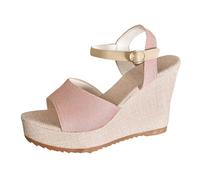 Uwdiohq Sandalias Planas Cómodas Mujer Tacón Con Una Hebilla Y Gruesa Para Mujer, Punta Abierta Exteriores Transparentes Boda (Pink, 37) Trekking Anatomicas Zapatos Piel Plantillas Tachuelas