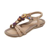 Uwdiohq Sandalias Planas Cómodas Mujer Zapatos Femeninos De Los Pies Verano Fashions En La Pantufla Mujeres Ideas Regalos Navidad (Beige, 39) Trekking Women Sandals Summer Senderismo Cuñas