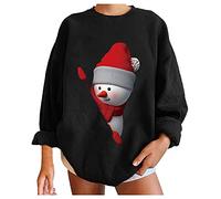 Uwdiohq Sudadera Basica Mujer Casual Christmas Pullover Larga con Cuello para Top De Manga Suelta Sudaderas Capucha (Negro, L) Tallas Grandes Vestir Térmica Blanca Azul Cremallera Rosa Algodón