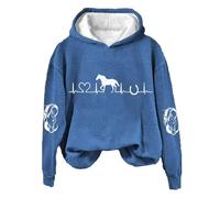 Uwdiohq Sudadera Basica Mujer con Capucha Informal para Mujer, del Corazón Caballo, Amante Los Caballos, Manga Larga, Camisa Estampado, Invierno (Blue, XXL) Rayas Sudaderas Tallas Grandes Roja
