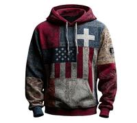 Uwdiohq Sudadera Béisbol Hombre Informal con Capucha Y Bandera Estadounidense para Hombre, De Manga Larga, Mensaje Adoración A Dios, Estilo Retro, Texto Amo (Light Blue, M) Chandal Completo