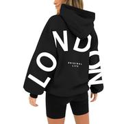 Uwdiohq Sudadera con Capucha Y Bolsillo Holgado Informal De Manga Larga Estampado Unisex Sudares Mujer Baratas Chaqueta Sin Running Fitness
