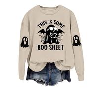 Uwdiohq Sudadera Deportiva Mujer De Halloween para Mujer, con Cuello Y Estampado This Is Some Sheet (Beige, XL) Basica Sudaderas Oversize Navidad Marron Amarilla Running Talla Grande