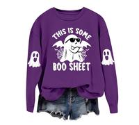 Uwdiohq Sudadera Deportiva Mujer De Halloween para Mujer, con Cuello Y Estampado This Is Some Sheet (Púrpura, L) Oversize Chaqueta Pink Negra Sudaderas Blancas Roja Running Cremallera