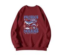 Uwdiohq Sudadera Fina Deporte Mujer con Capucha Sin Cabeza De Color Sólido Estampada Temporada Regreso A La Escuela (Vino, XL) Mama Sudaderas Largas Azul Gimnasio Deportivas Pullover Ropa