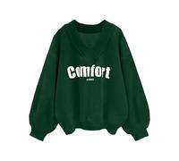 Uwdiohq Sudadera Fina Mujer con Capucha Estampado Im Cómoda Multicolor para Mujer, Top Informal Holgado Y Versátil Cuello En V, De Otoño (Mint Green, M) Sudaderas Oversize Navideñas Sin Granate