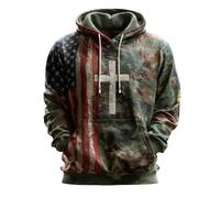 Uwdiohq Sudadera Hombre Corta Informal con Capucha Y Bandera Estadounidense para Hombre, De Manga Larga, Mensaje Adoración A Dios, Estilo Retro, Texto (Dark Blue, XXXXL) Chandal Completo
