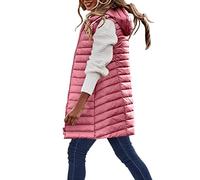 Uwdiohq Sudadera Mujer con Capucha Chaleco De Algodón A Rayas Longitud Media Ligero Otoño Invierno para (Rosa, XXL) Cremallera Casaco Feminino Niña Roja Casaca Polar Chaqueta Primavera Chandal