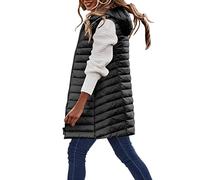 Uwdiohq Sudadera Mujer con Capucha Chaleco De Algodón A Rayas Longitud Media Ligero Otoño Invierno para (Negro, L) Forro Polar Sudaderas Chica Negras Chaquetas Primavera Sin Casaca Amarillas